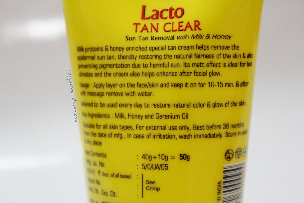 Nature Essence Lacto Tan Clear Cream Ingredients