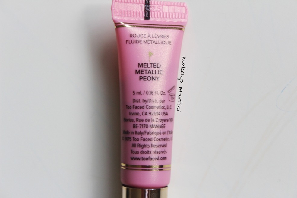 Too Faced Peony Melted Metal Liquid Lipstick