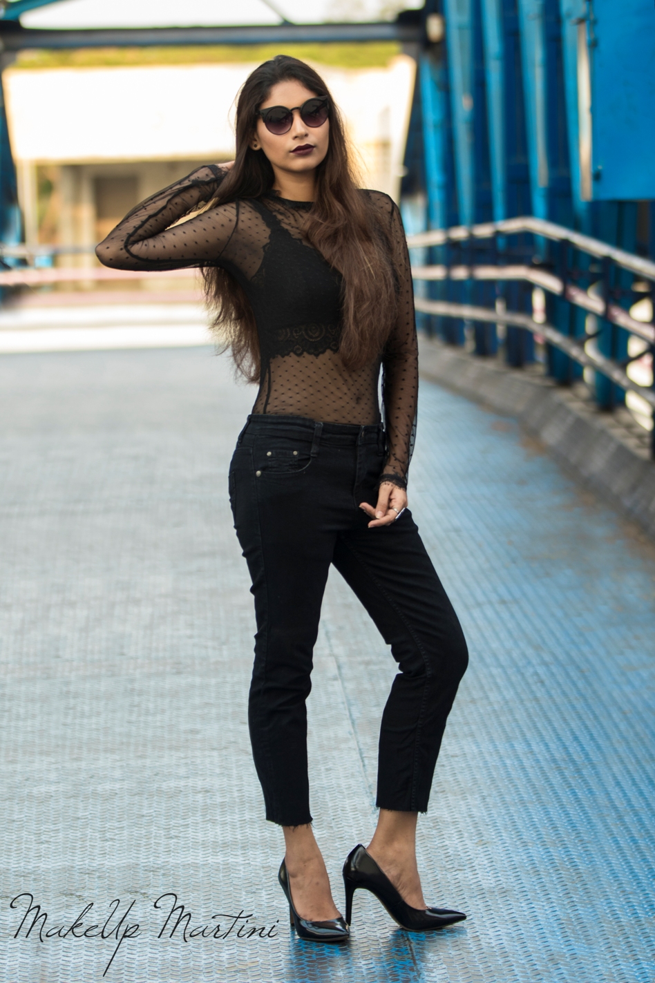 Black Mesh Top Outfit Idea - Bestkeptstyle